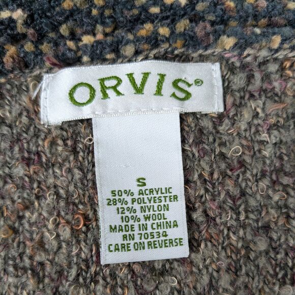Orvis Cardigan Sweater S Brown Duster Long Chunky Patchwork Artsy Boho Y2K - Picture 8 of 9